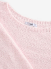 Pink Blush Soft Touch Bardot Off The Shoulder Knitted Jumper with Alpaca - Image 8 of 8