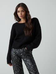 Black Soft Touch Bardot Off The Shoulder Knitted Jumper with Alpaca - Image 4 of 9