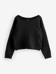 Black Soft Touch Bardot Off The Shoulder Knitted Jumper with Alpaca - Image 7 of 9