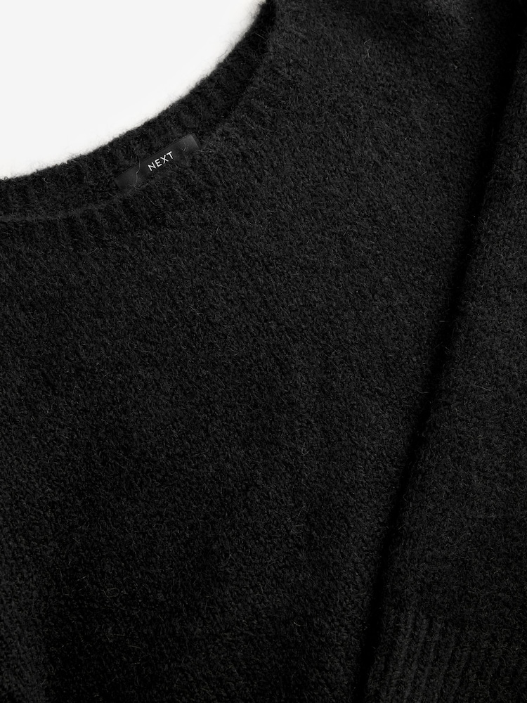 Black Soft Touch Bardot Off The Shoulder Knitted Jumper with Alpaca - Image 8 of 9