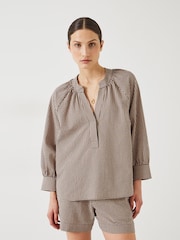Hush Brown Rhea Cotton Placket Detail Top - Image 3 of 7
