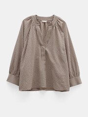 Hush Brown Rhea Cotton Placket Detail Top - Image 7 of 7