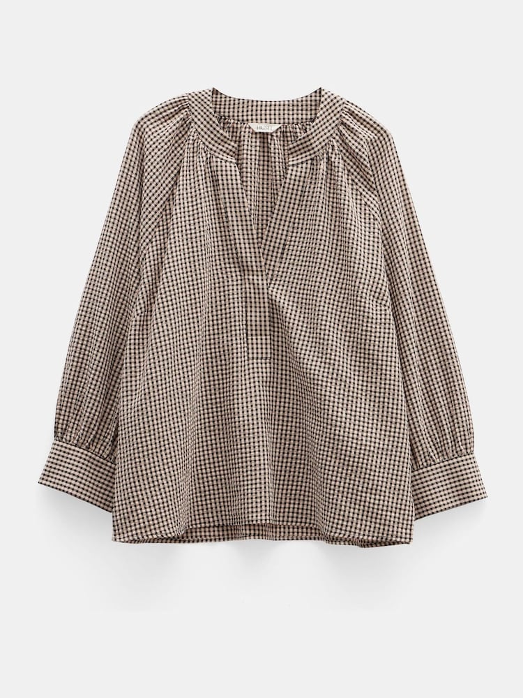Hush Brown Rhea Cotton Placket Detail Top - Image 7 of 7 Hush Brown Rhea Cotton Placket Detail Top - Image 7 of 7