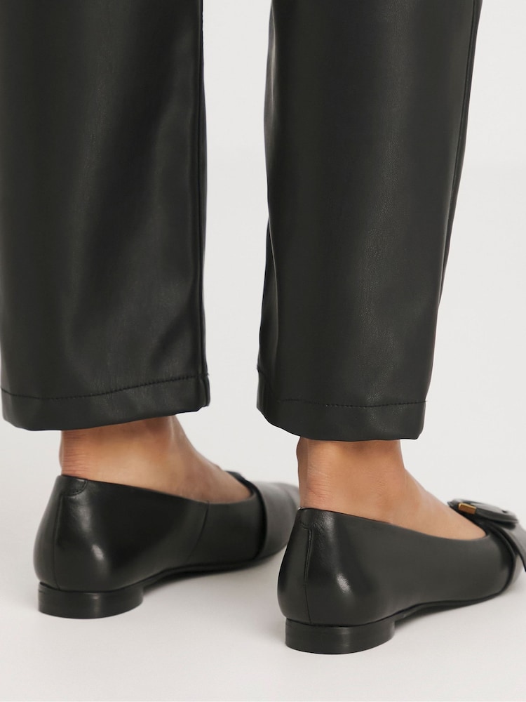 Anthology By JD Williams Black Leather Ballerinas In Wide Fit - Image 2 of 4 Anthology By JD Williams Black Leather Ballerinas In Wide Fit - Image 2 of 4