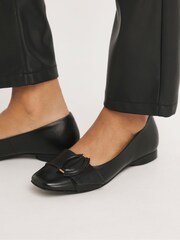 Anthology By JD Williams Black Leather Ballerinas In Wide Fit - Image 3 of 4