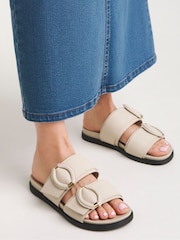 Anthology By JD Williams Natural Leather Slides in Wide Fit - Image 4 of 4