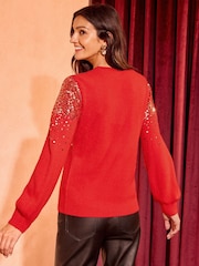 Love & Roses Red Petite Cosy Crew Neck Jumper - Image 4 of 4
