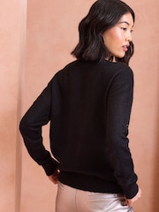Love & Roses Black Sequin Cosy Crew Neck Jumper - Image 4 of 4