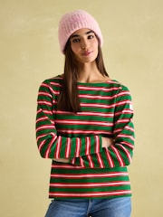 Joules Harbour Green/Pink Boat Neck Printed Top - Image 1 of 8