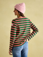 Joules Harbour Green/Pink Boat Neck Printed Top - Image 2 of 8