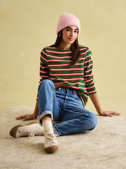 Joules Harbour Green/Pink Boat Neck Printed Top - Image 7 of 8