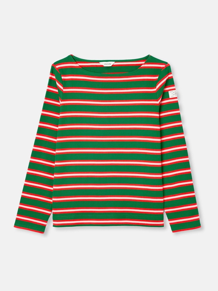 Joules Harbour Green/Pink Boat Neck Printed Top - Image 8 of 8