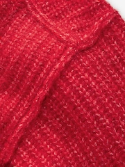 Red Chunky Rib High Roll Neck Knitted Jumper with Alpaca - Image 8 of 10