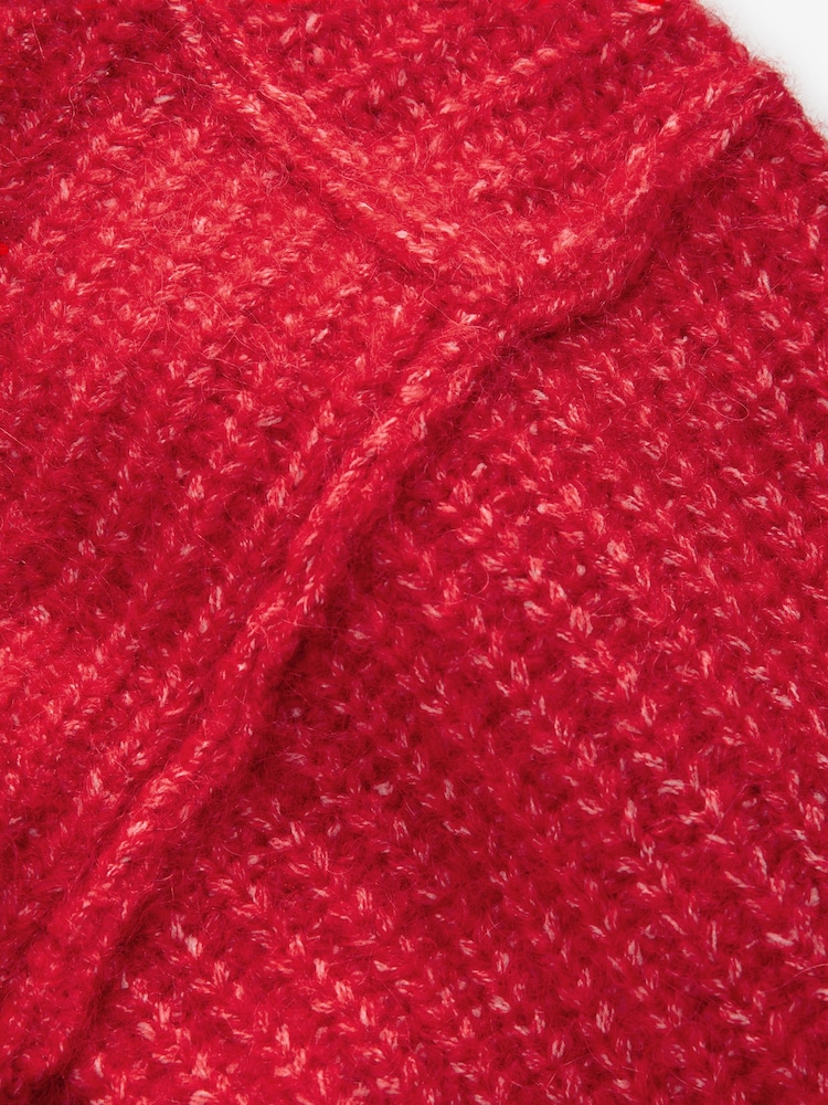 Red Chunky Rib High Roll Neck Knitted Jumper with Alpaca - Image 8 of 10