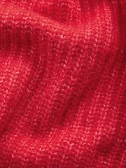 Red Chunky Rib High Roll Neck Knitted Jumper with Alpaca - Image 9 of 10