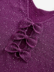 Red Burgundy Berry Sequin Embellished Sparkle Bow Back Knitted Jumper - Image 6 of 7