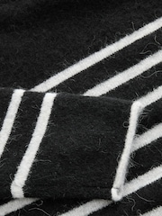 Black White Stripe Soft Touch Crew Neck Knitted Jumper with Alpaca - Image 7 of 8