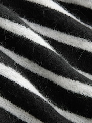 Black White Stripe Soft Touch Crew Neck Knitted Jumper with Alpaca - Image 8 of 8