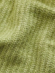 Green Khaki Olive Chunky Rib High Roll Neck Knitted Jumper with Alpaca - Image 7 of 9