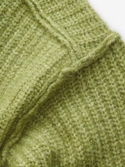 Green Khaki Olive Chunky Rib High Roll Neck Knitted Jumper with Alpaca - Image 8 of 9