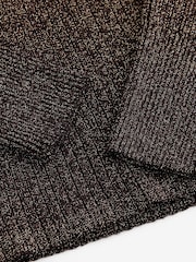 Brown Chocolate Sparkle High Roll Neck Rib Knitted Jumper with Wool - Image 8 of 9