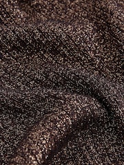 Brown Chocolate Sparkle High Roll Neck Rib Knitted Jumper with Wool - Image 9 of 9