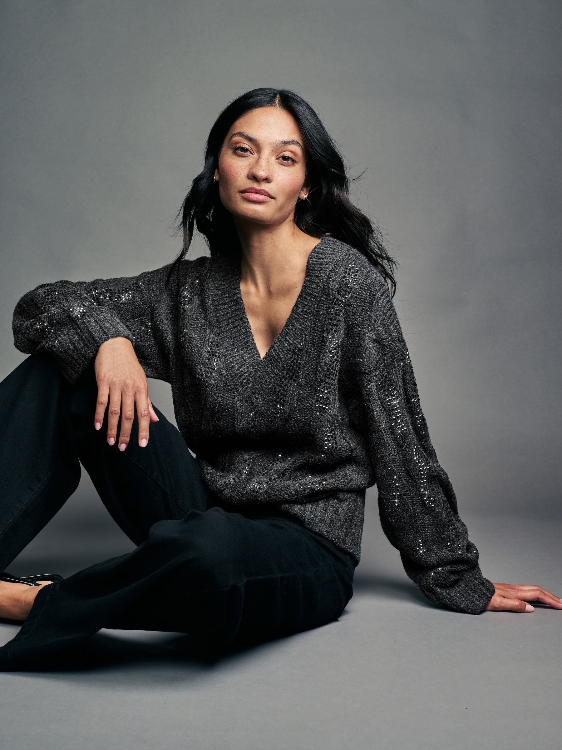 V neck sparkly jumper cheap