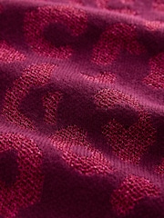 Red Burgundy Animal Leopard Soft Touch Pattern Knitted Cosy Crew Neck Jumper - Image 7 of 7