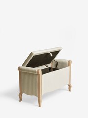 Contemporary Tweed Natural Stripe Josie Upholstered Storage Ottoman Blanket Box - Image 7 of 9