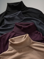 The Set Navy Blue/Black/Berry Red/Mink 4 Pack Fine Knit Roll Neck Jumpers - Image 6 of 7