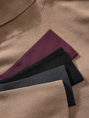 The Set Navy Blue/Black/Berry Red/Mink 4 Pack Fine Knit Roll Neck Jumpers - Image 7 of 7