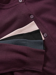 The Set Navy Blue/Black/Berry Red/Rose Pink 4 Pack Fine Knit Button Through Cardigans - Image 3 of 3