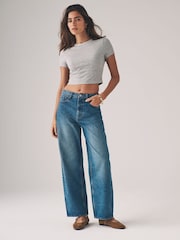 The Set Mid Blue/Washed Grey 2 Pack Denim Barrel Leg 100% Cotton Jeans - Image 1 of 6