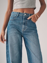The Set Mid Blue/Washed Grey 2 Pack Denim Barrel Leg 100% Cotton Jeans - Image 4 of 6