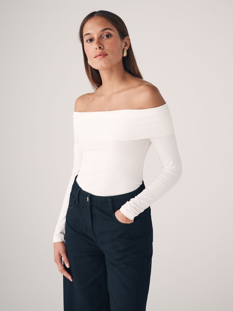 The Set Black/Cream/Graphite Grey 3 Pack Bardot Long Sleeve Tops - Image 1 of 12