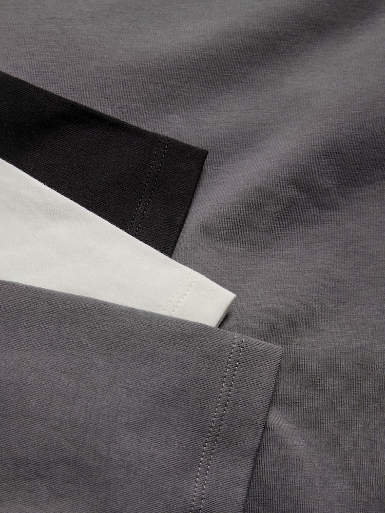 The Set Black/Cream/Graphite Grey 3 Pack Bardot Long Sleeve Tops - Image 12 of 12