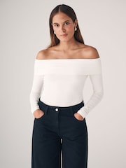 The Set Black/Cream/Graphite Grey 3 Pack Bardot Long Sleeve Tops - Image 3 of 12
