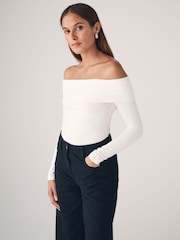 The Set Black/Cream/Graphite Grey 3 Pack Bardot Long Sleeve Tops - Image 4 of 12