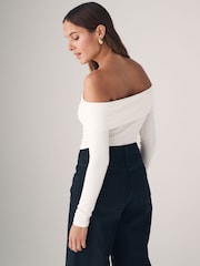 The Set Black/Cream/Graphite Grey 3 Pack Bardot Long Sleeve Tops - Image 6 of 12
