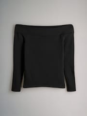 The Set Black/Cream/Graphite Grey 3 Pack Bardot Long Sleeve Tops - Image 8 of 12