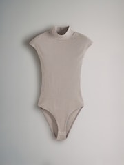 The Set Black/Taupe Brown/Graphite Grey 3 Pack Ribbed Turtle Neck Cap Sleeve Bodysuits - Image 10 of 12