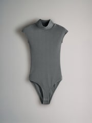 The Set Black/Taupe Brown/Graphite Grey 3 Pack Ribbed Turtle Neck Cap Sleeve Bodysuits - Image 11 of 12