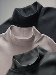The Set Black/Taupe Brown/Graphite Grey 3 Pack Ribbed Turtle Neck Cap Sleeve Bodysuits - Image 12 of 12
