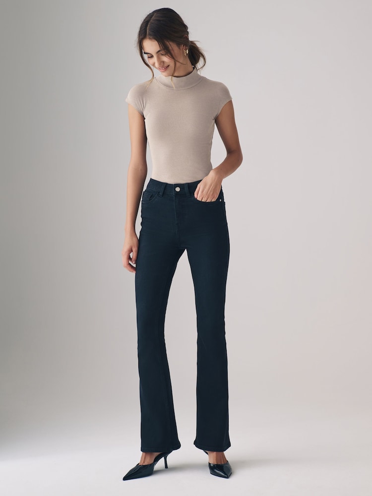 The Set Black/Taupe Brown/Graphite Grey 3 Pack Ribbed Turtle Neck Cap Sleeve Bodysuits - Image 2 of 12