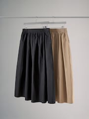 The Set Black/Taupe Brown 2 Pack Taffetta Full Midi Skirts - Image 1 of 7