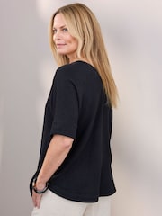 Cotton Traders Black Viscose Linen Blend Top - Image 3 of 4