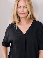 Cotton Traders Black Viscose Linen Blend Top - Image 4 of 4