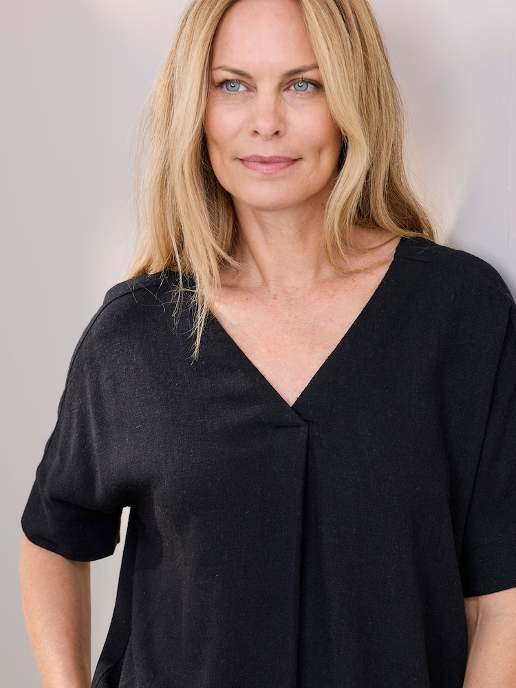 Cotton Traders Black Viscose Linen Blend Top - Image 4 of 4 Cotton Traders Black Viscose Linen Blend Top - Image 4 of 4