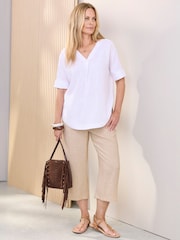 Cotton Traders White Viscose Linen Blend Top - Image 3 of 4