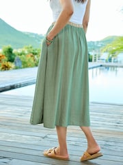 Cotton Traders Green Contrast Waist Pull On Skirt - Image 2 of 3